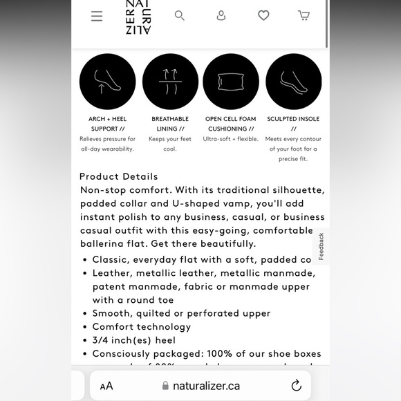 Naturalizer Flexy Leather Black Ballet Flats - Picture 14 of 16